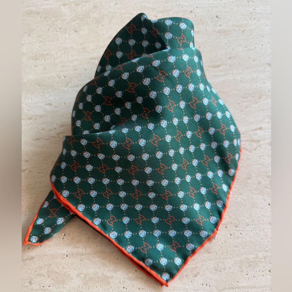 NWT GUCCI GG Jacquard & Sushi Motif Silk Scarf💝🍣💚